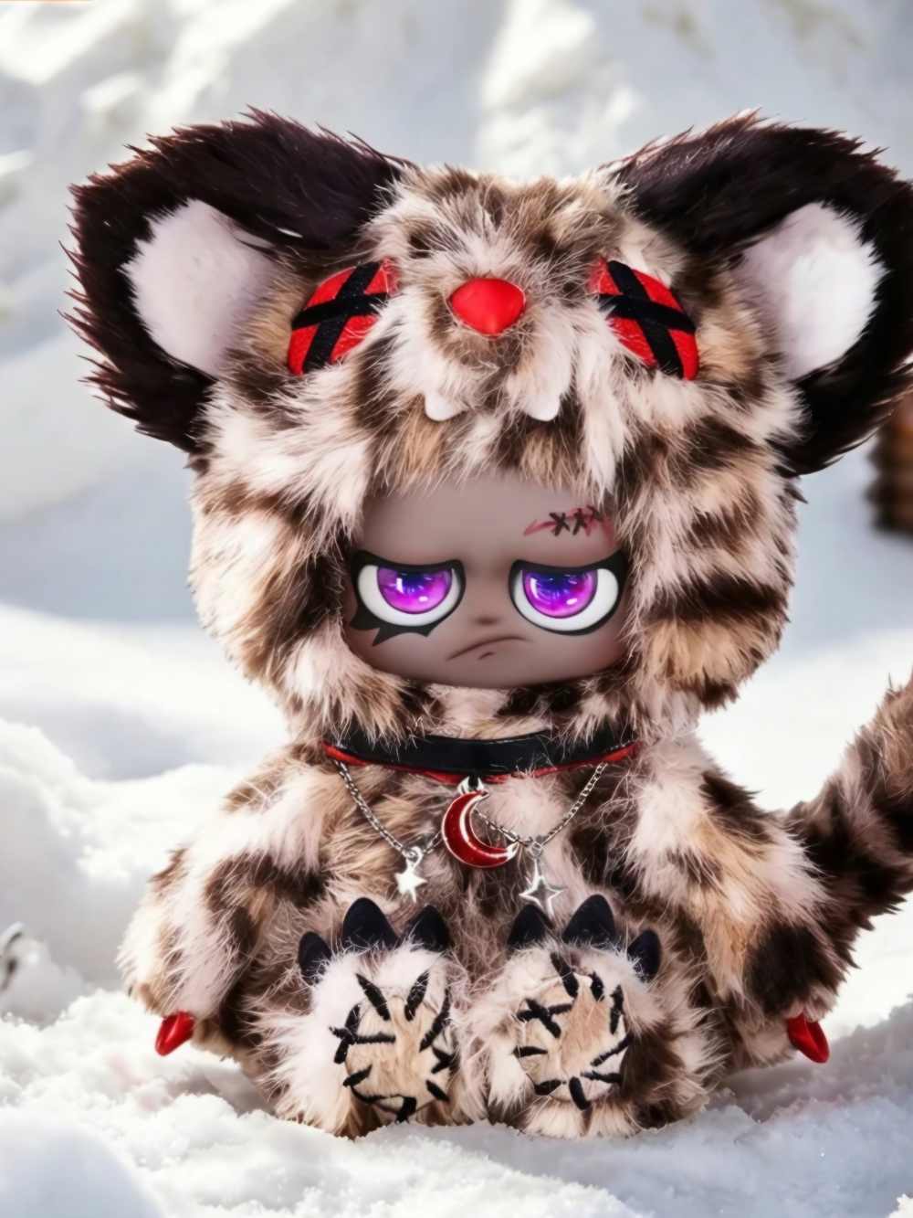 Lonely Snow Panther plush pendant from DOKUNO